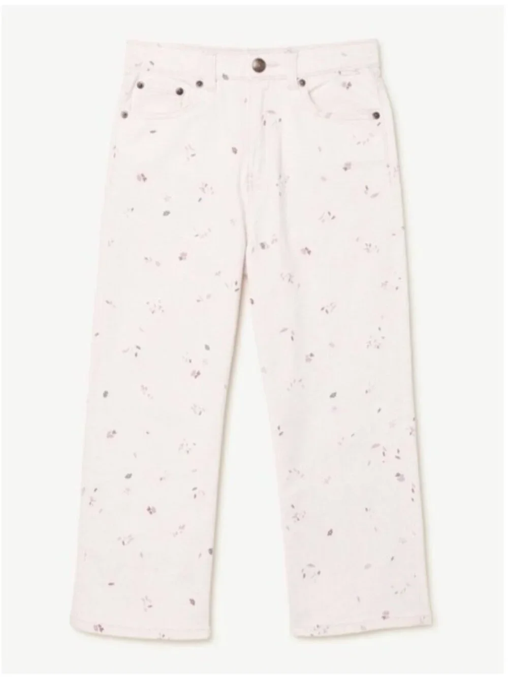 Gils Cream Orchid Floral Wide Leg Jeans, Free Assembly Size 14